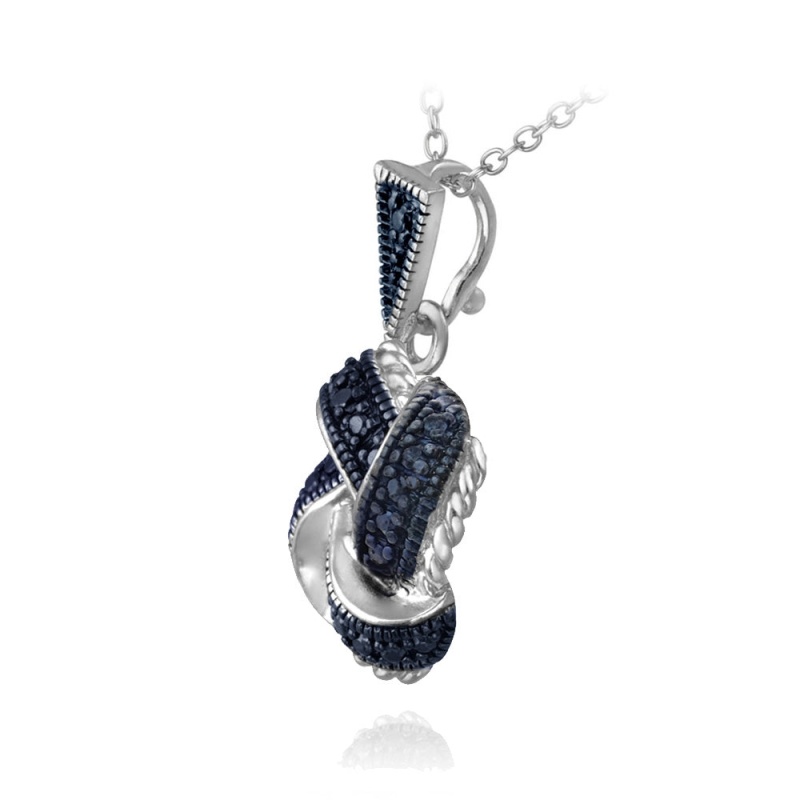 Sterling Silver Blue Diamond Accent Love Knot Pendant