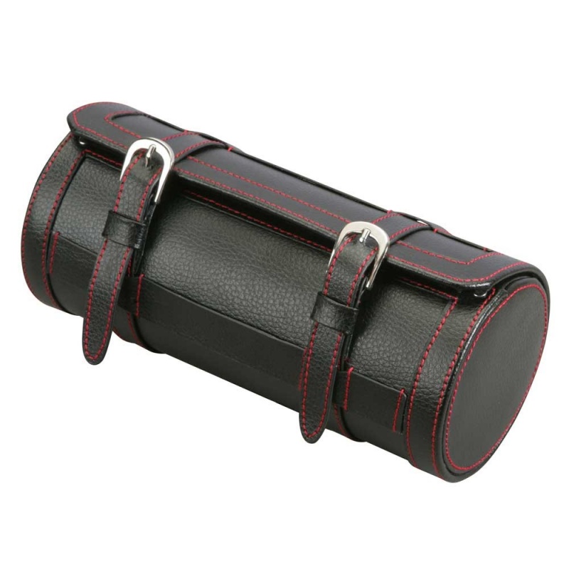 Diplomat "Gothica" 3-Watch Travel Cases In Red-Accented Black Leatherette