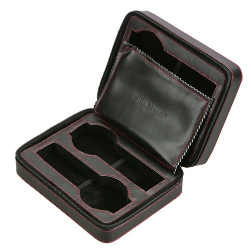 Diplomat "Gothica" 4-Watch Travel Cases In Red-Accented Black Leatherette