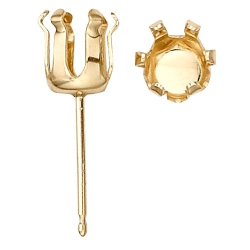 14K Yellow Round 6-Prong Snap-In Earring 6 Mm