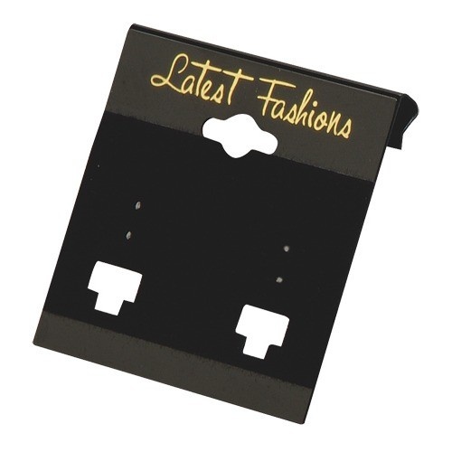 Flocked Black 'Latest Fashions' Hanging Display Cards For French-Clip Earrings (Pk/200), 2" L X 2" w