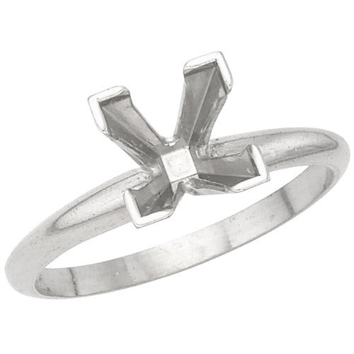 14K White 0.75Ct Princess-Cut Solitaire Mounting V-Prong