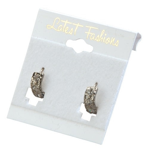 Flocked White 'Latest Fashions' Hanging Display Cards for French-Clip Earrings