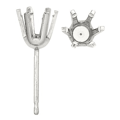 14K White 6-Prong Pre-Cut Friction Post Earring