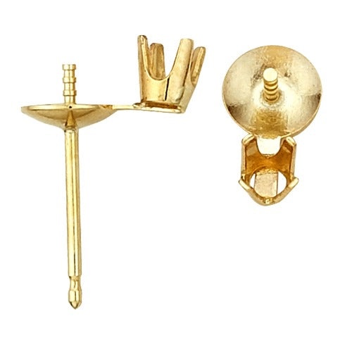 14K Yellow Pearl Earring with Diamond Accent