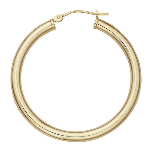 14K Yellow Hinged Hoop Earring 3.0Mm Thickness