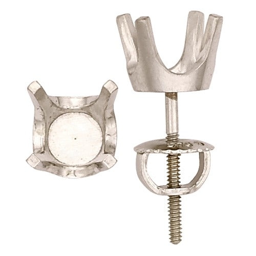 14K White 4-Prong Heavy Screw Earring