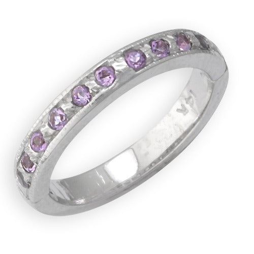 14K White Gold Amethyst Toe Ring