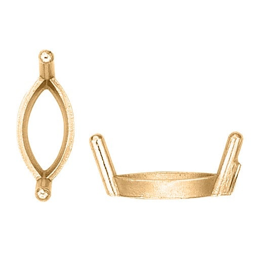 14K Yellow 2-Round Prong Single-Wire Marquise Setting