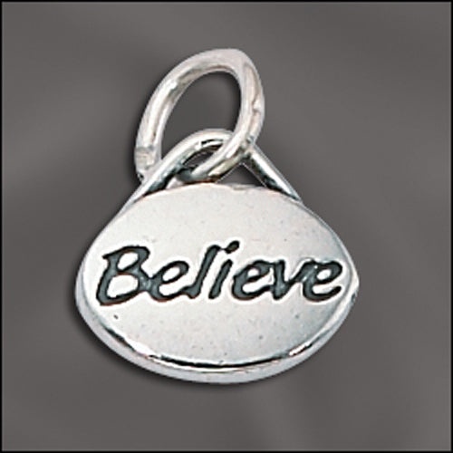 Sterling Silver Believe Message Charm