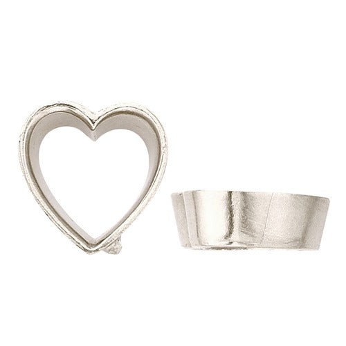 14K White Tapered Heart Shape Bezel