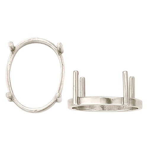 14K White Single Wire Oval Setting