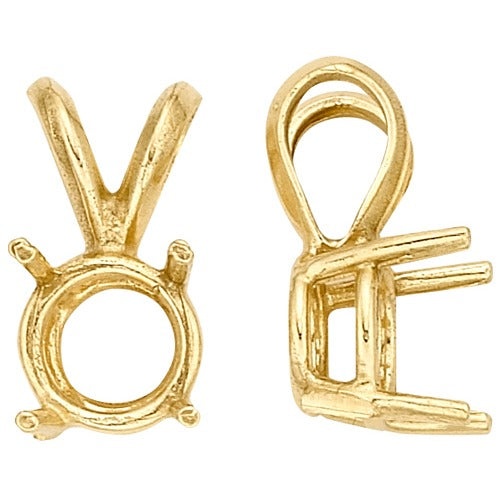 14K Yellow Round 4-Prong Double Wire Pendant