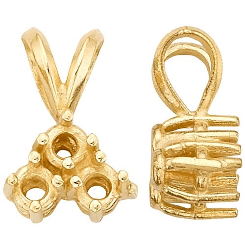 14K Yellow Cluster Bail with 3 Settings