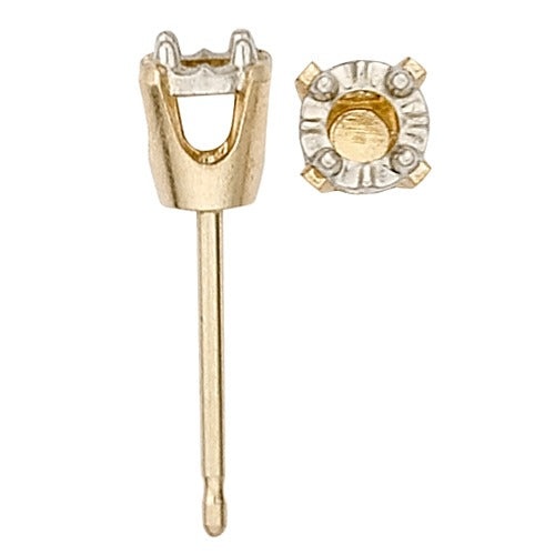 14K 2-Tone Pin Top Illusion Earring