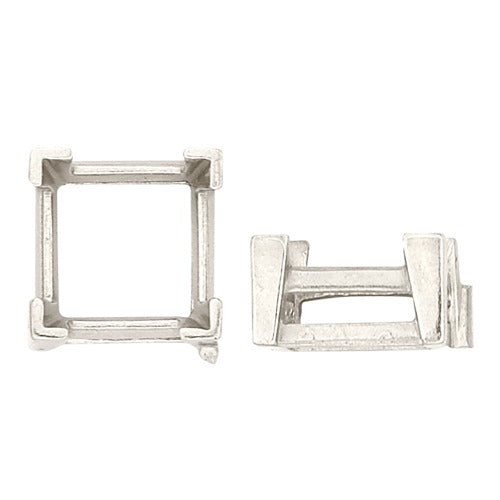 14K White Square Setting W/ V-Prong & Airline Diamond Solitaire Ring