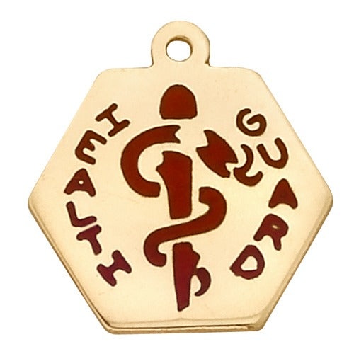 14K Yellow Hexagon Health Guard, 12.4 Mm