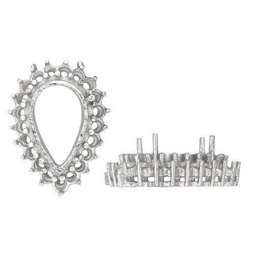14K White Pear Shape Cluster Pendant