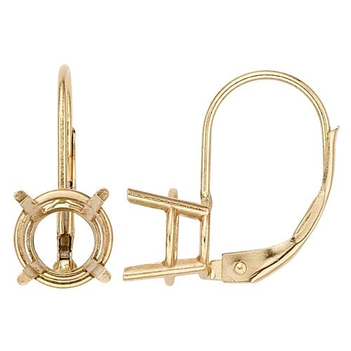 14K Yellow 4-Prong Leverback Wire with Round Setting