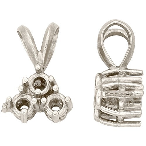 14K White Cluster Bail with 3 Settings
