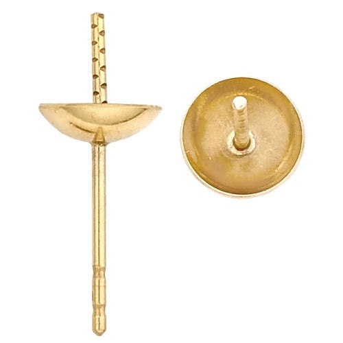 18k Yellow Pearl Earring - 6.2Mm-Pad