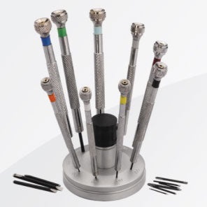 9-Piece Flat Screwdriver Sets On Rotating Stand