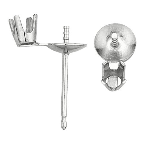 14K White Pearl Earring with Diamond Accent