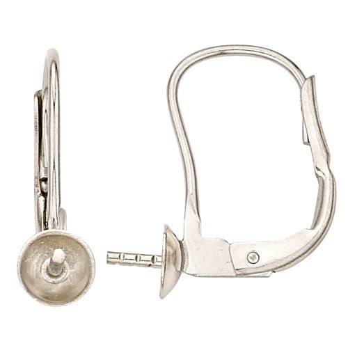 Lever Back with 4.0mm Pad - 14k White or 14k Yellow Metal