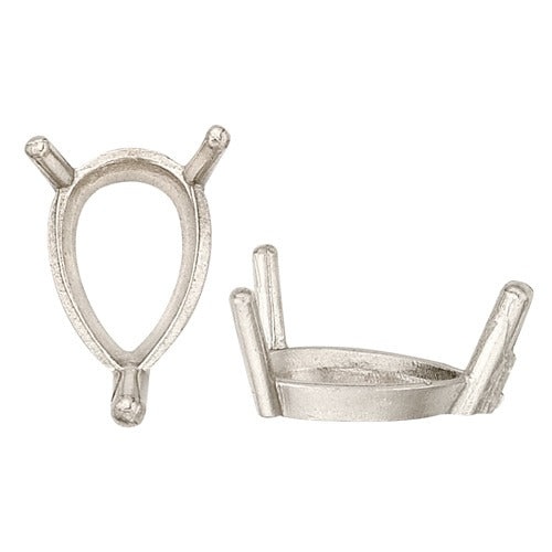 14K White Pear Shape 3-Prong Single Wire Setting