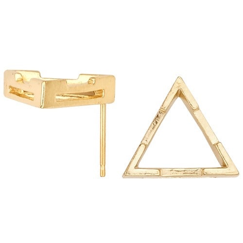 14K Yellow Triangle Earrings