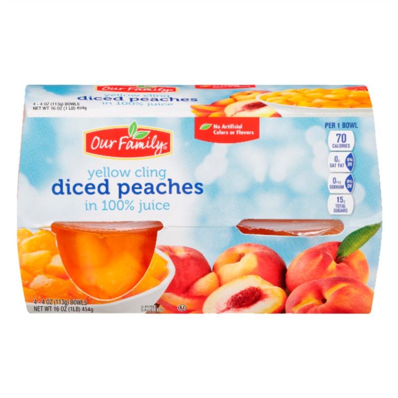 Diced Peaches Fruit Cups 6/4Pk