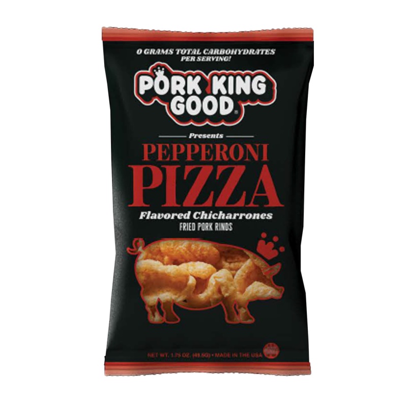 Pepperoni Pizza Flavored Pork Rinds by Pork King Good Keto Friendly Snack