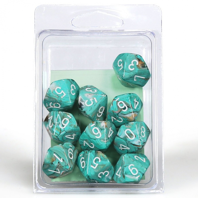 Buy Chessex Manufacturing D10 Clamshell Marble OxiCopper with White