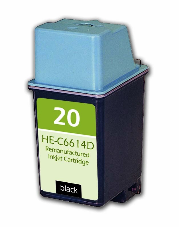 Hewlett Packard OEM 20, C6614D Remanufactured Inkjet Cartridge: Black