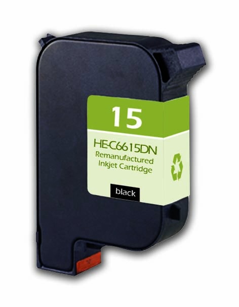 Hewlett Packard OEM 15, C6615DN Remanufactured Inkjet Cartridge: Black, 410 Yield, 42ml