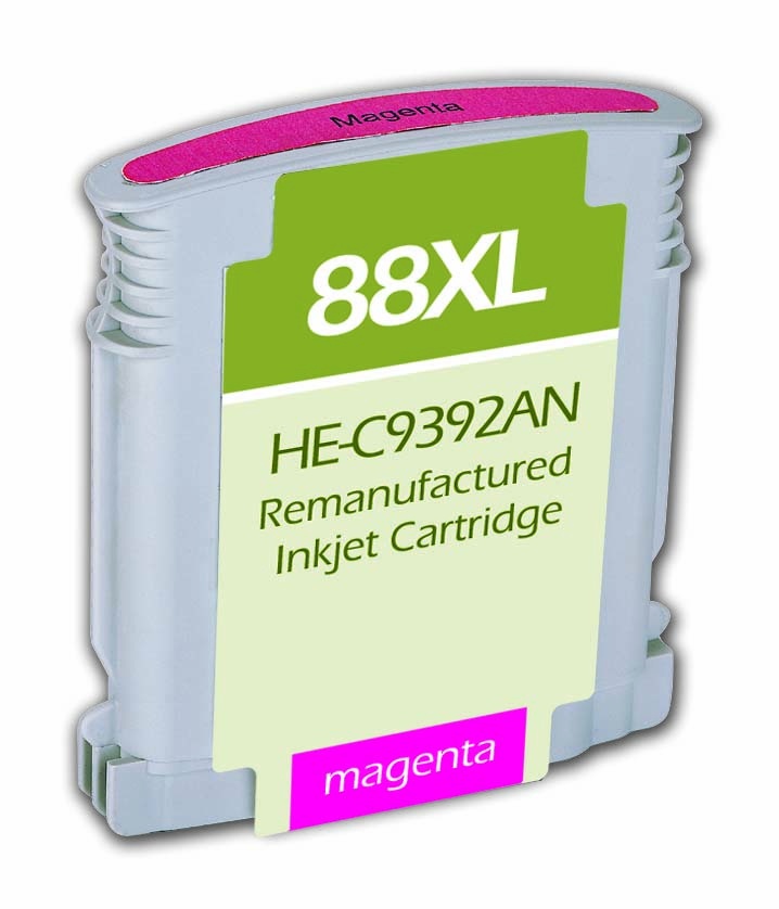 Hewlett Packard OEM 88XL, C9392AN Remanufactured Inkjet Cartridge: Magenta, 1,980 Yield, 28ml