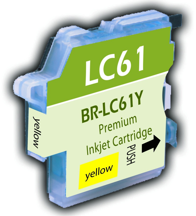 Brother OEM LC61Y Compatible Inkjet Cartridge: Yellow, 325 Yield