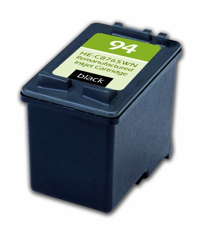 Hewlett Packard OEM 94, C8765WN Remanufactured Inkjet Cartridge: Black, 480 Yield, 11ml
