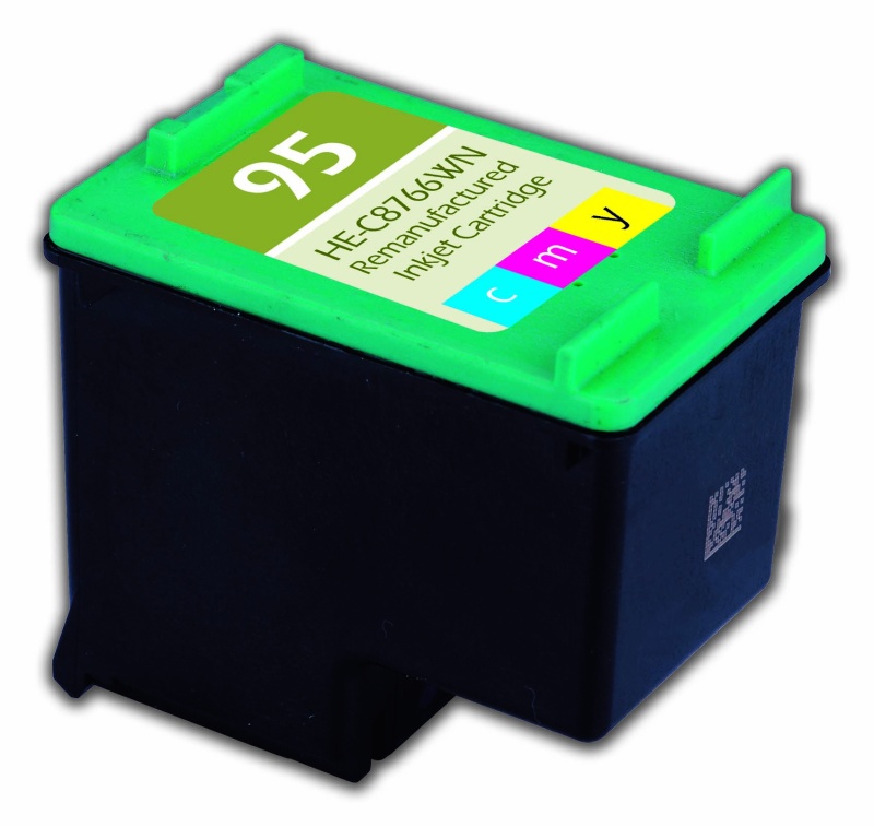 Hewlett Packard OEM 95, C8766WN Remanufactured Inkjet Cartridge: Cyan, Magenta, Yellow, 330 Yield, 7ml