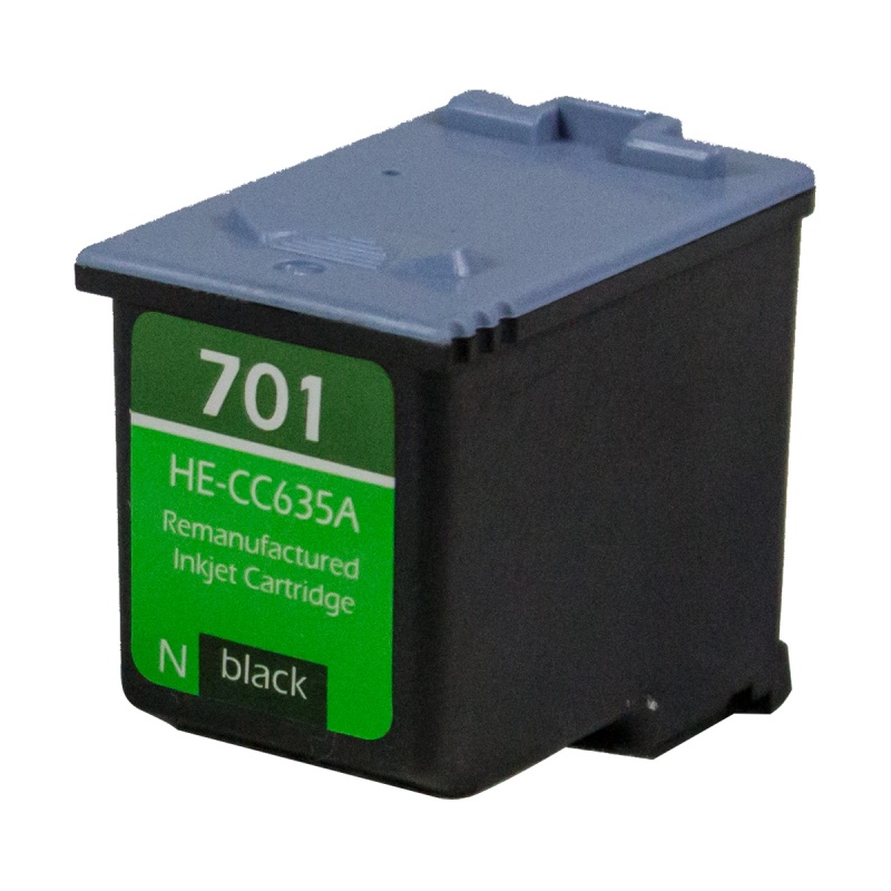 Hewlett Packard OEM CC635A, HP701 Remanufactured Inkjet Cartridge: Black, 350 Yield