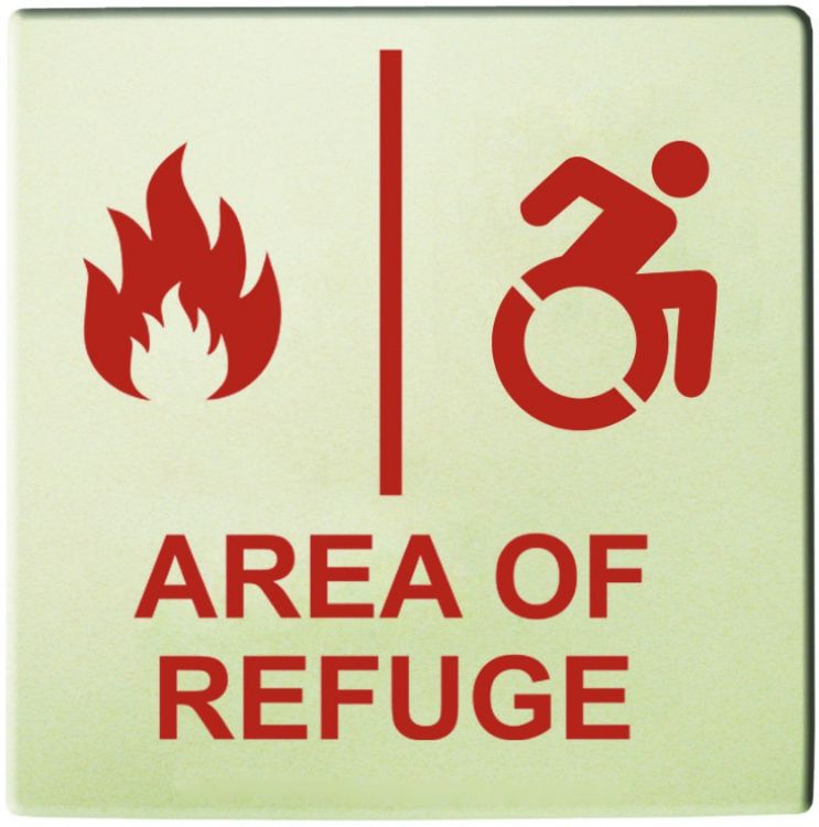 8"X8" Photolumin Wall Sign--Ny. Complies With Ibc Sec. 1007.9 (1) Sign Is Required For Each Area Of Refuge Location