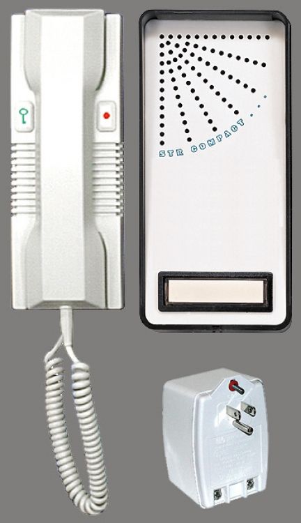 1-Handset Doorphone Kit-2 Wire. Includes 1-Button Surface Door Station/1-Handset Station And System Plug-In Transformer
