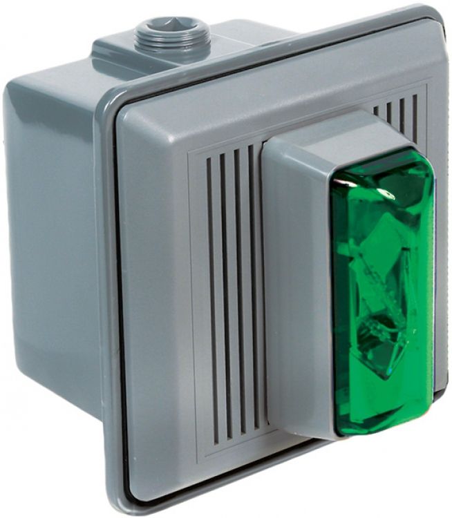 24Vdc Strobe Unit-W/Horn-Green. Can Be Used Indoors Will Operate On 24Vac Or 24Vdc