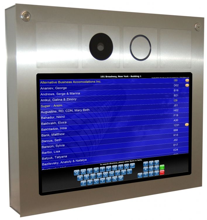 Stainless Steel Freestanding Kiosk With 19.0" Touchscreen. Rugged, Vandal-Resistant Construction. Small Footprint & Stylish Design