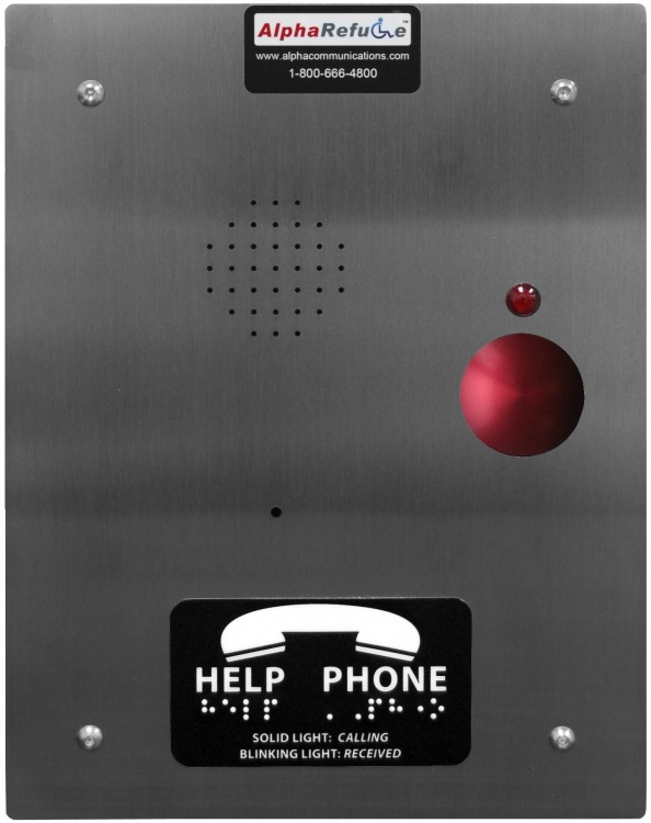 Pbx Refuge Call Box-Flush+Mush. Power By The Pbx Power Supply Stainless Steel Finish Mushroom Call Pushbutton