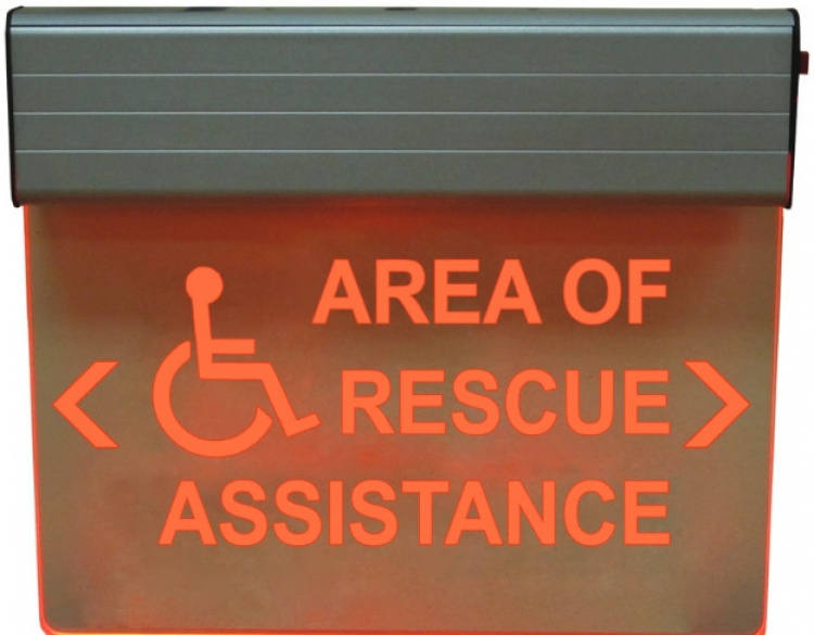 120V Led Rescue Sign-Red-Singl. With Battery Back-Up Included - Single Sided