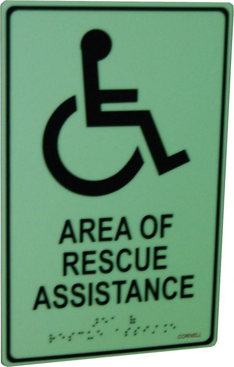 Photolum Rescue Sign---Braille. Comes With Double-Stick Tape