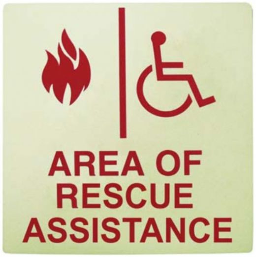8" X 8" Photolumines Wall Sign for Area of Refuge Assistance