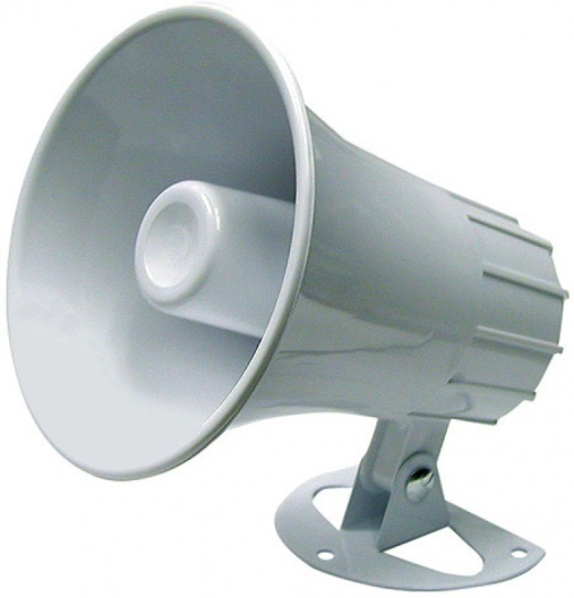 Paging/Talkback Horn 15W 8 Ohm with Swivel Bracket and White ABS Plastic Casing