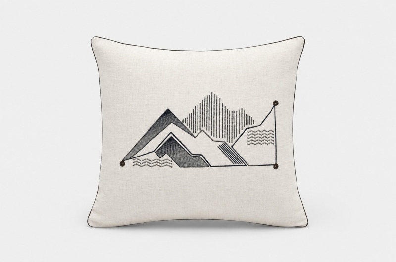 River Embroidered Decorative Pillow
